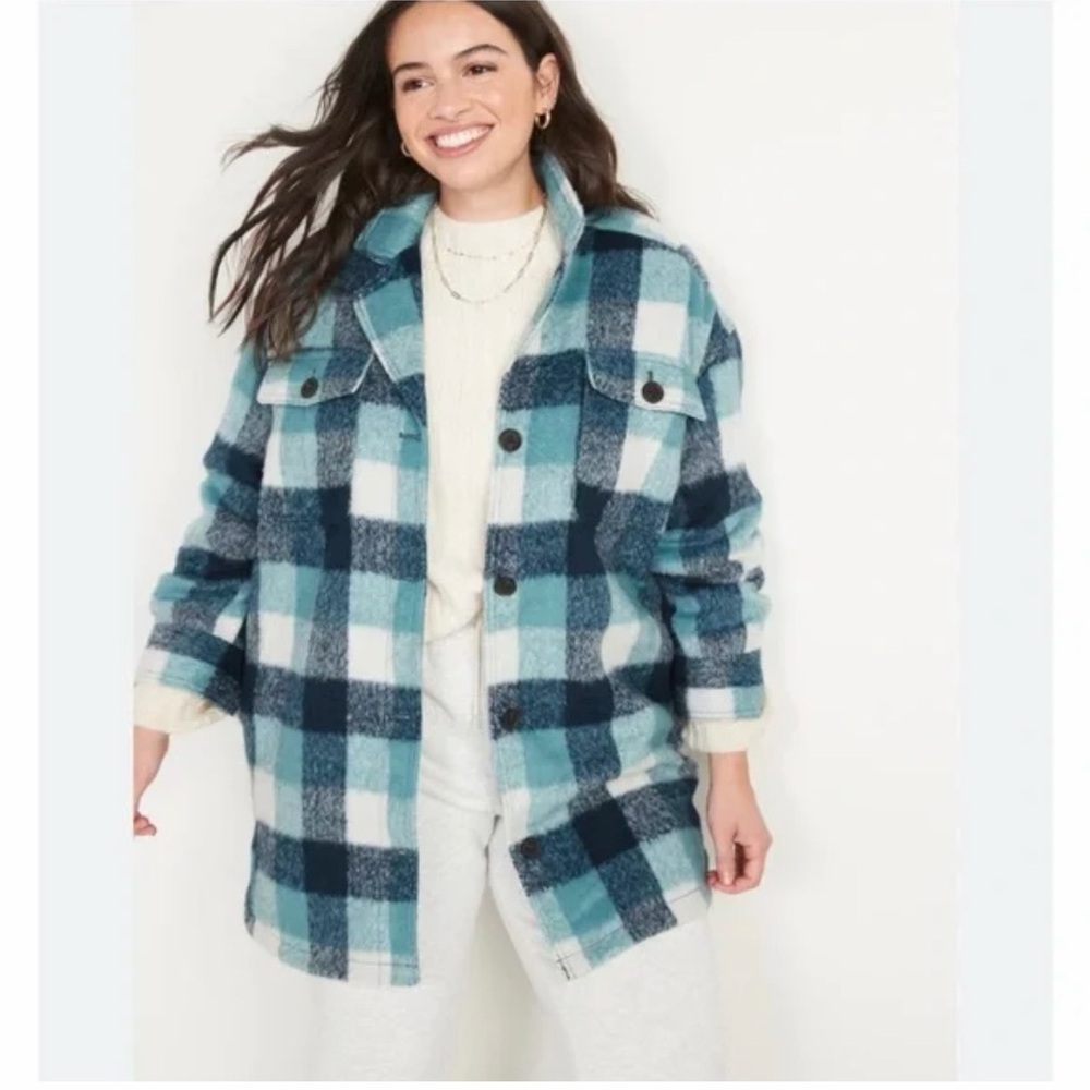 Old Navy Blue Plaid Utility Jacket